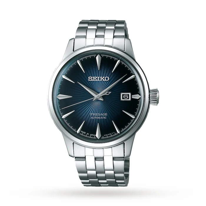 Seiko Presage Presage Automatic 40mm Men’s Watch with Blue Material Dial, Stainless Steel Case & Bracelet, 50m Water Resistant / SRPB41J1