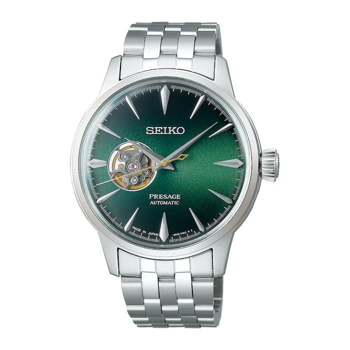 Seiko Presage Presage Automatic Men’s Watch with Green Material Dial, Stainless Steel Case & Bracelet, 50m Water Resistant / SSA441J1