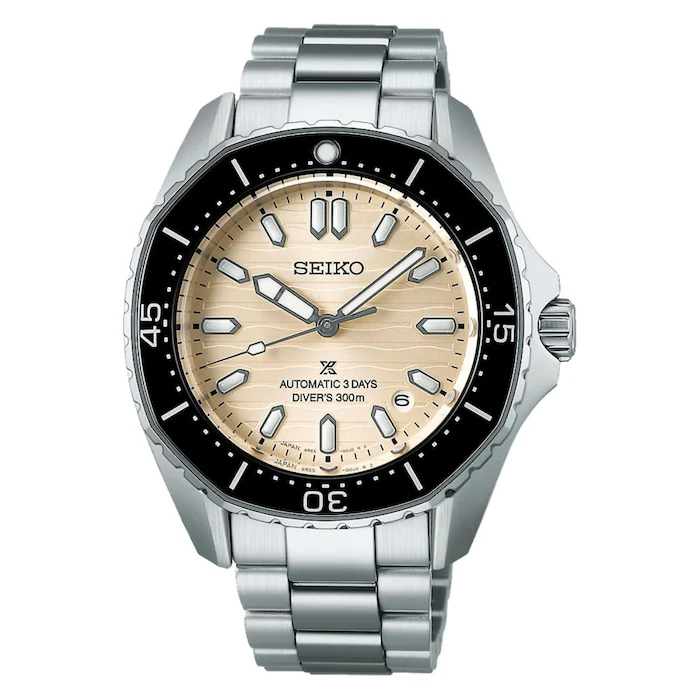 Seiko Prospex Elegance Automatic 41mm Men’s Watch with Cream Material Dial, Stainless Steel Case & Bracelet, 300m Water Resistant / SPB481J1