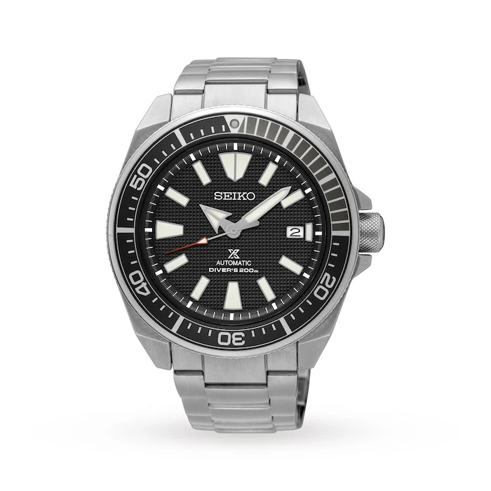 Seiko Prospex Prospex Automatic 44mm Men’s Watch with Black Material Dial, Stainless Steel Case & Bracelet, 200m Water Resistant / SRPF03K1