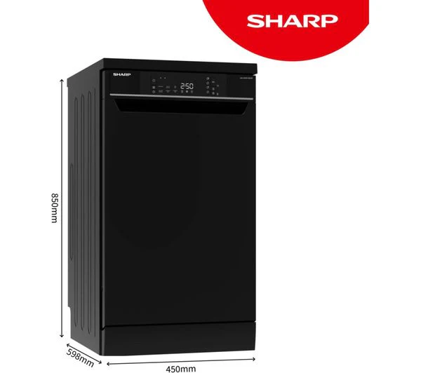 SHARP QW-NS1EF49E0B-EN Slimline Dishwasher - Black - Image 2