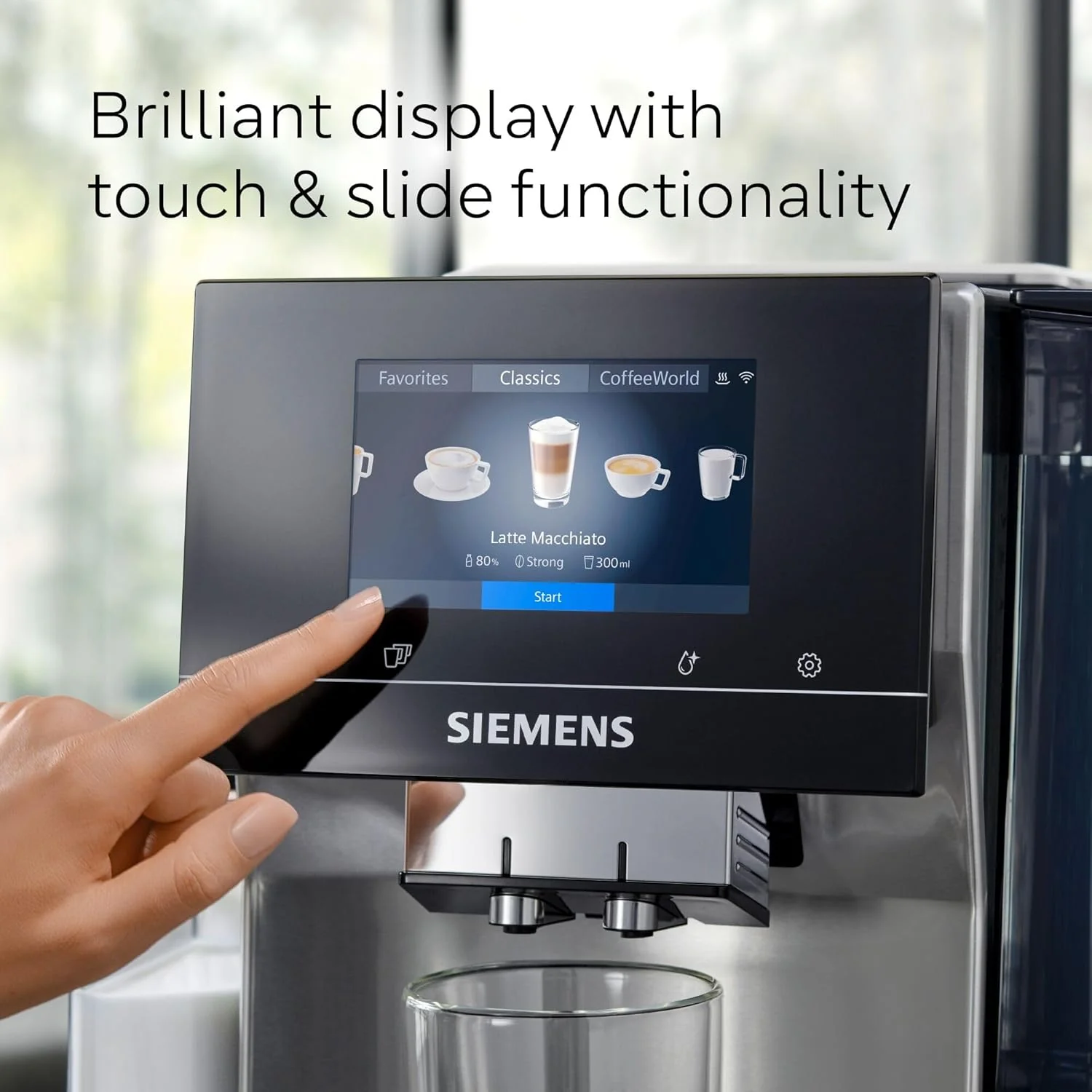 SIEMENS EQ700 Fully Automatic Bean to Cup Coffee Machine, 5" Touch Screen Display, Cold Brew/Slow Brew, Integrated Milk Container, 30+ Coffee Beverages with Home Connect, TQ717GB3 - Image 3
