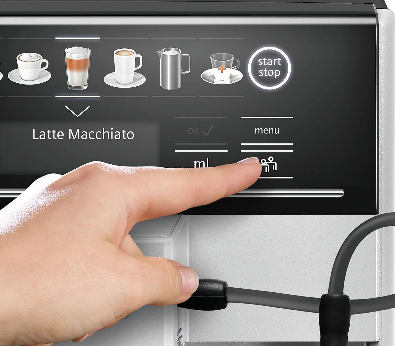 Siemens TE653M11GB EQ6 plus S300, Bean to Cup Fully Automatic Espresso Coffee Machine with milk system, 10 coffee varieties, 2 user profiles - Titanium - Image 5