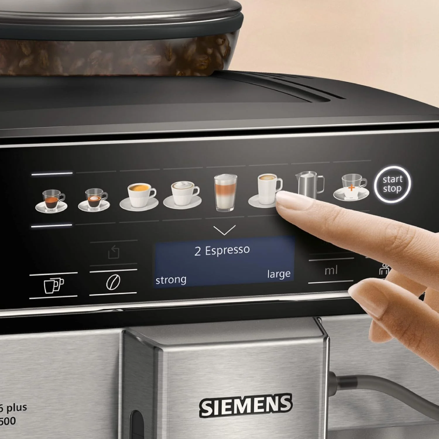 Siemens TE653M11GB EQ6 plus S300, Bean to Cup Fully Automatic Espresso Coffee Machine with milk system, 10 coffee varieties, 2 user profiles - Titanium - Image 7