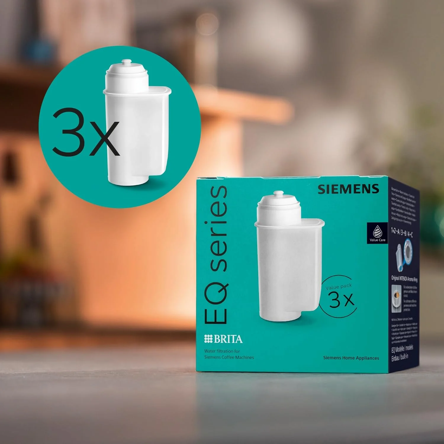 Siemens TZ70033A Brita Intenza Water Filter for Bean to Cup Espresso Machines, Value Pack, Pack of 3, White - Image 2