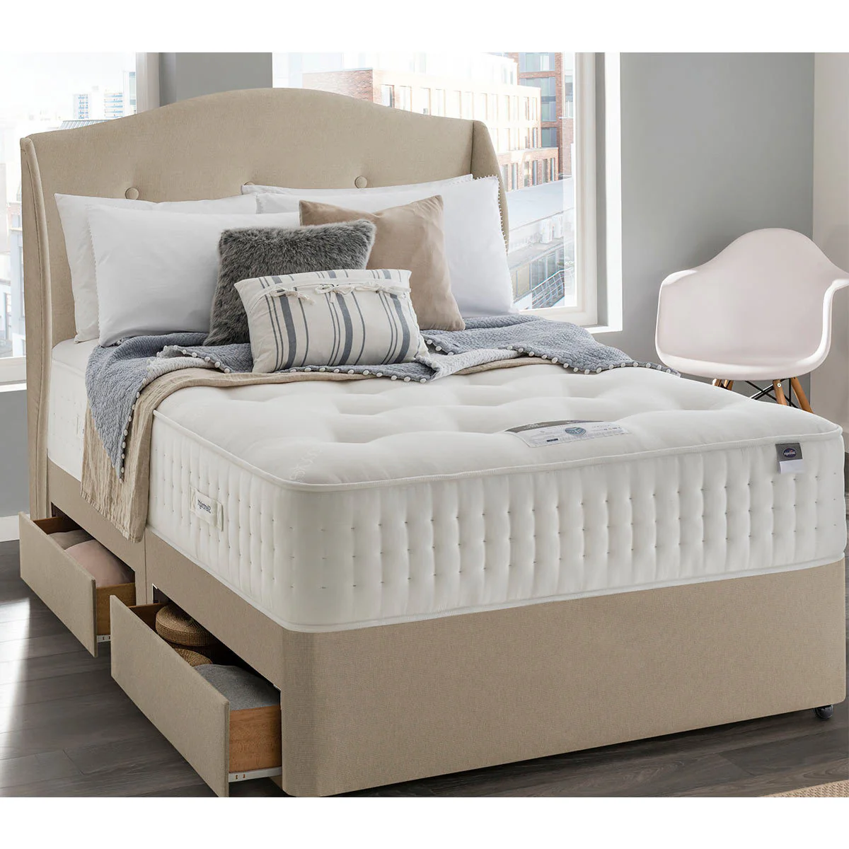 Camden Sandstone Materials Wood Fabric Foam Full Headboard Bedroom Decor Modern - Image 3