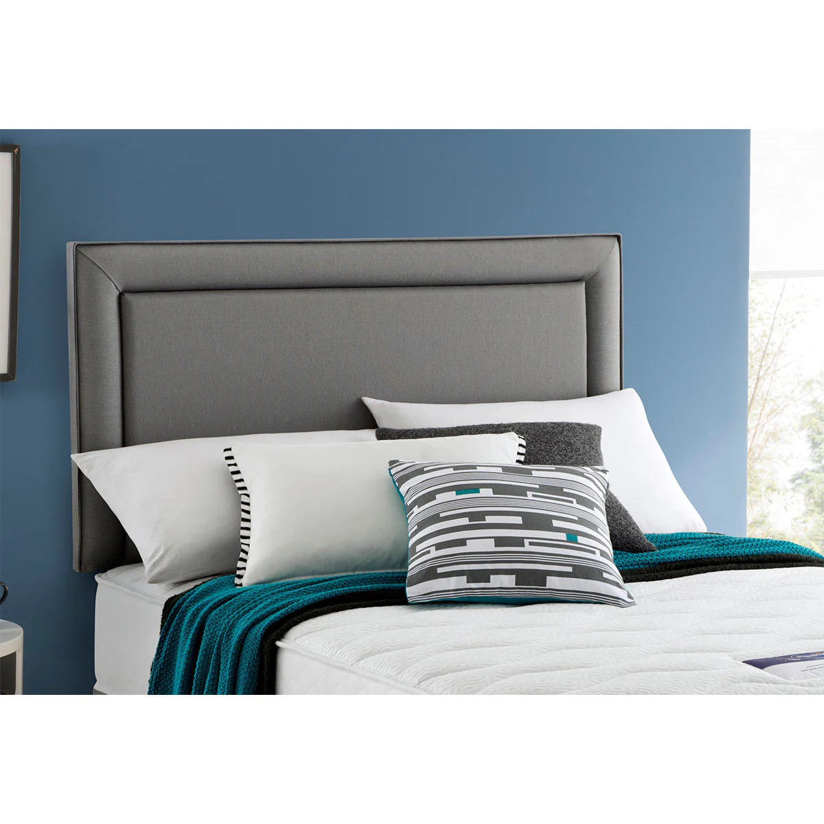 Malvern Headboard Slate Grey Colour Materials Wood Fabric Single New Bed Style - Image 2