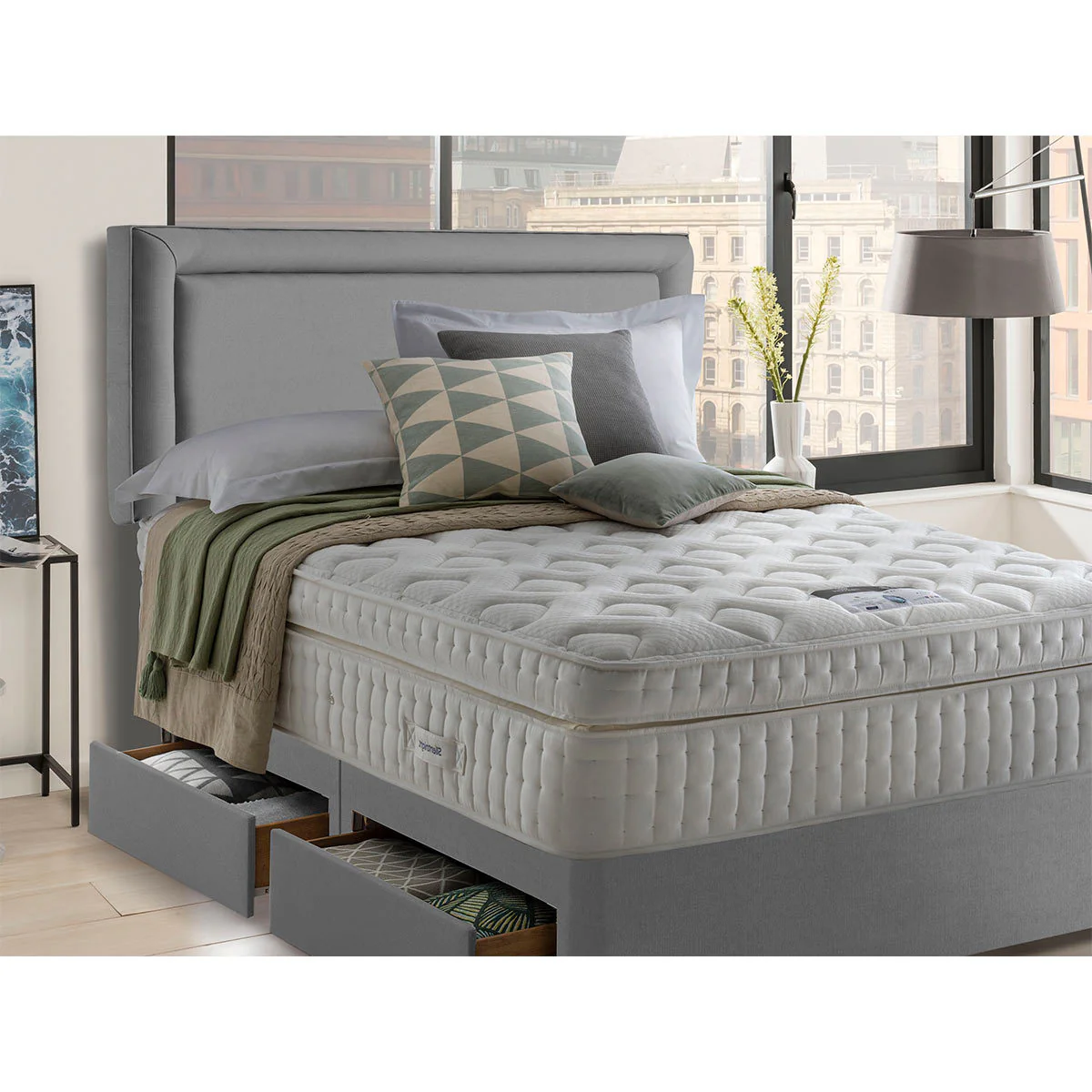 Malvern Headboard Slate Grey Colour Materials Wood Fabric Single New Bed Style - Image 3