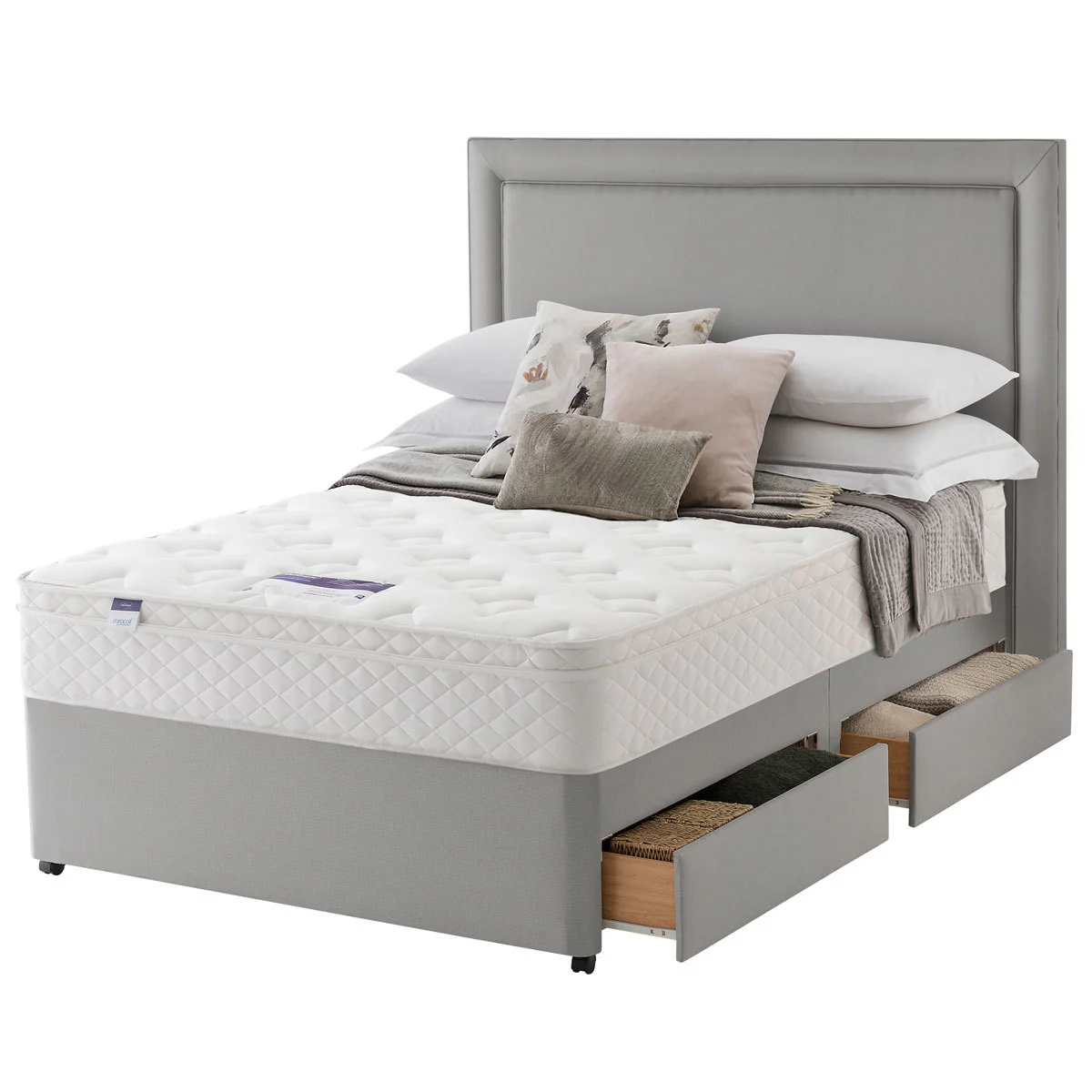 Silentnight Miracoil Memory Cushion Top Mattress & Divan in Grey, Single - Image 3