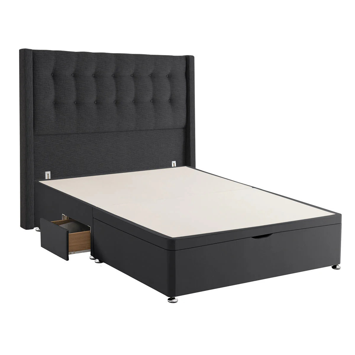 Silentnight Ottoman Divan Base with Bloomsbury Headboard in Ebony, Double - Image 4