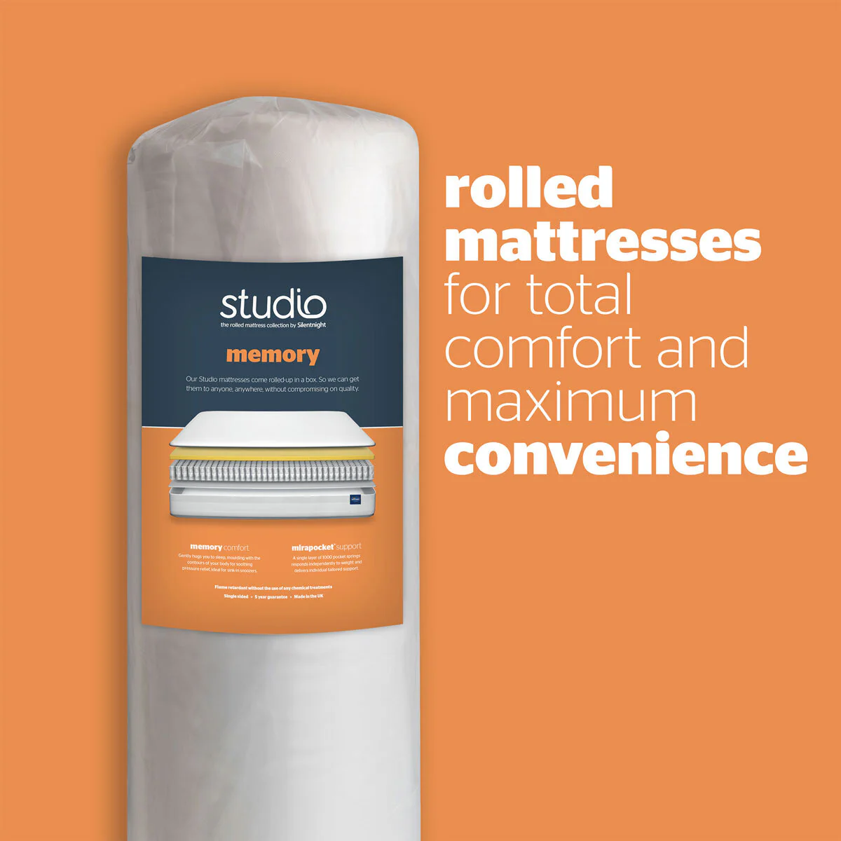 Silentnight Studio Memory 1000 Hybrid Rolled Mattress, Double - Image 4