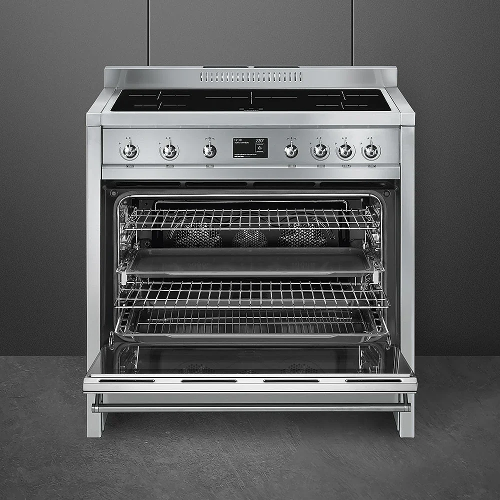 Smeg 90cm Opera Electric Range Cooker Stainless Steel Single Door Non Split
