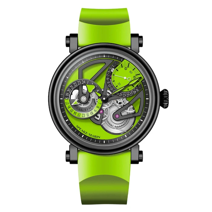 Speake-Marin Dual Time Lime 42mm Limited Edition Mens Luxury Watch Green 414216390