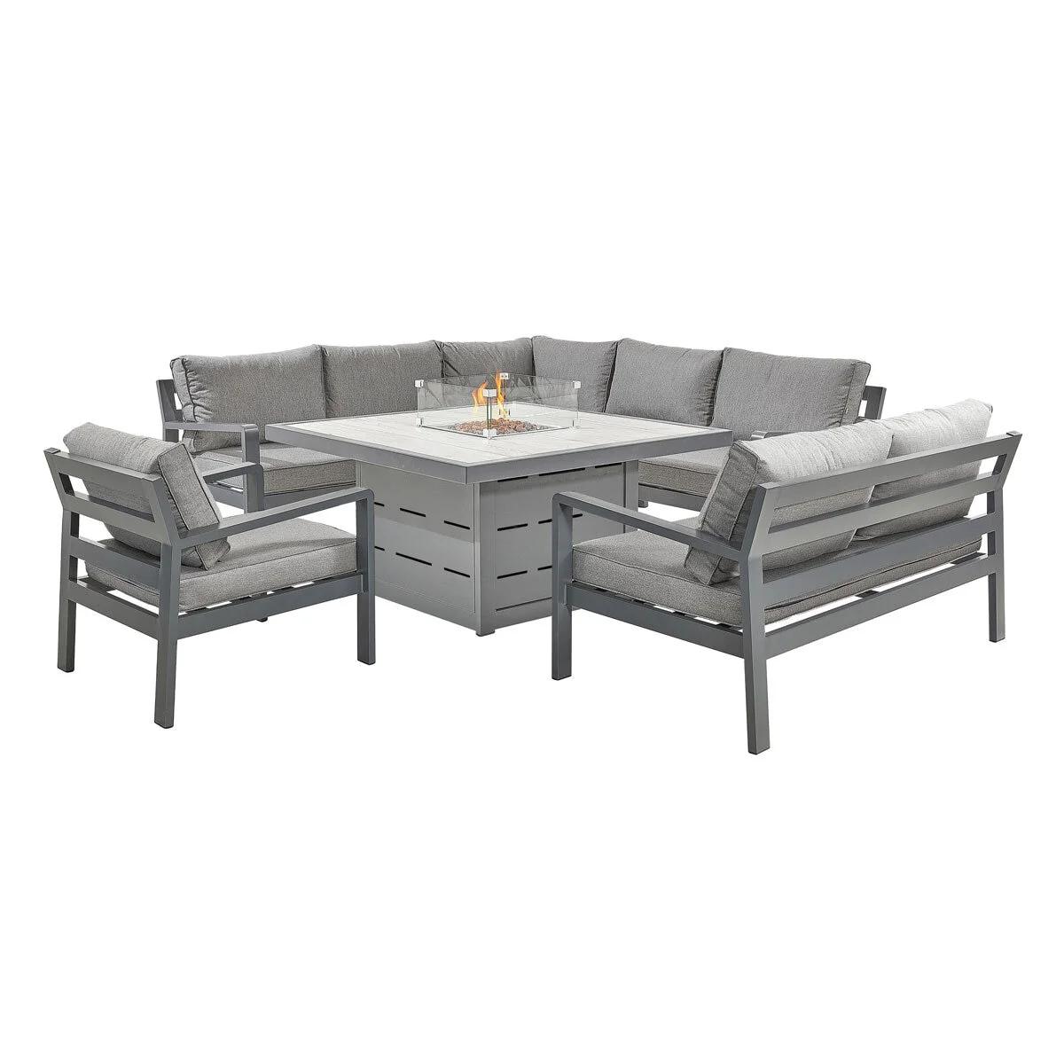 Stone Garden 4 Piece Deep Seating Corner Fire Patio Set in Grey - Image 8