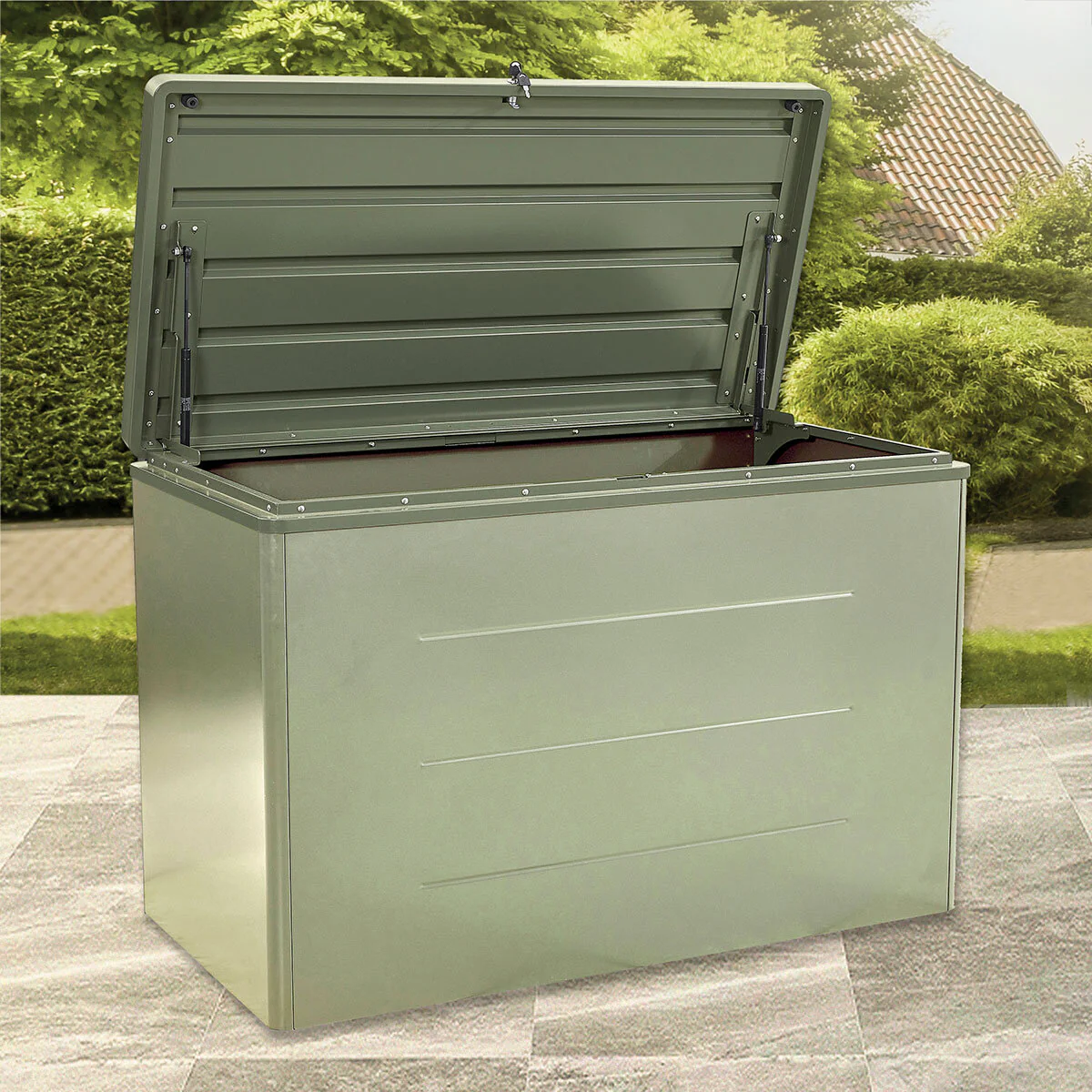 Stone Garden 4ft 2" x 2ft 2" (1.27 x 0.67m) 600 Litre Deck Box in Green - Image 3