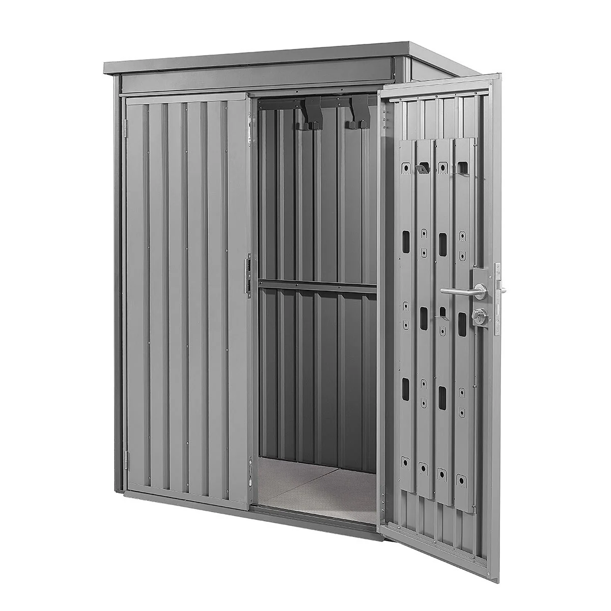Stone Garden 4ft 7" x 2ft 6" (1.45 x 0.8m) Vertical 1,887 Litre Steel Shed in Grey - Image 2