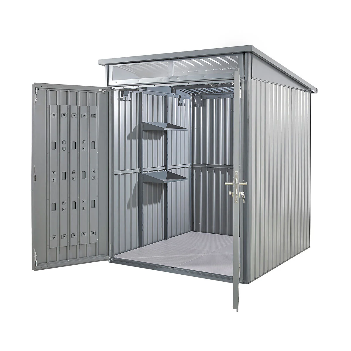 Stone Garden 5ft 11" x 5ft 11" (1.8m x 1.84m) Two Door Steel Shed in Grey - Image 6