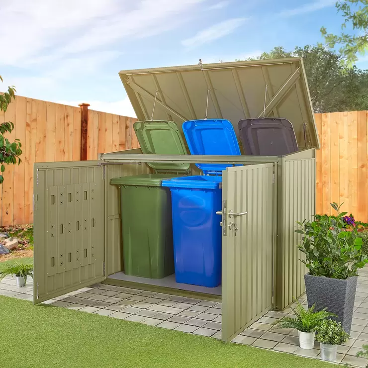 Stone Garden 6ft 5" x 2ft 11" (1.95 x 0.9m) 2,018 Litre Horizontal Storage Shed in Green - Image 3