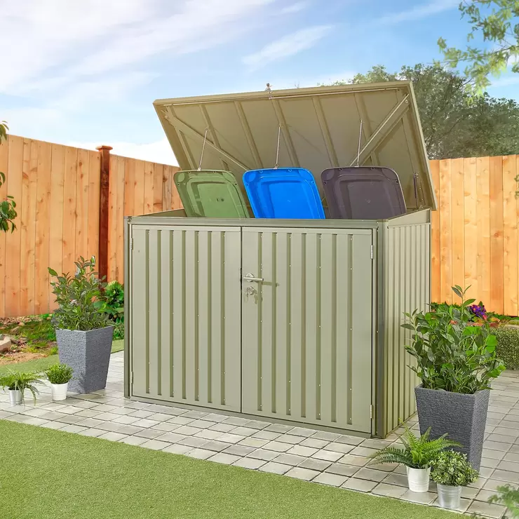 Stone Garden 6ft 5" x 2ft 11" (1.95 x 0.9m) 2,018 Litre Horizontal Storage Shed in Green - Image 3