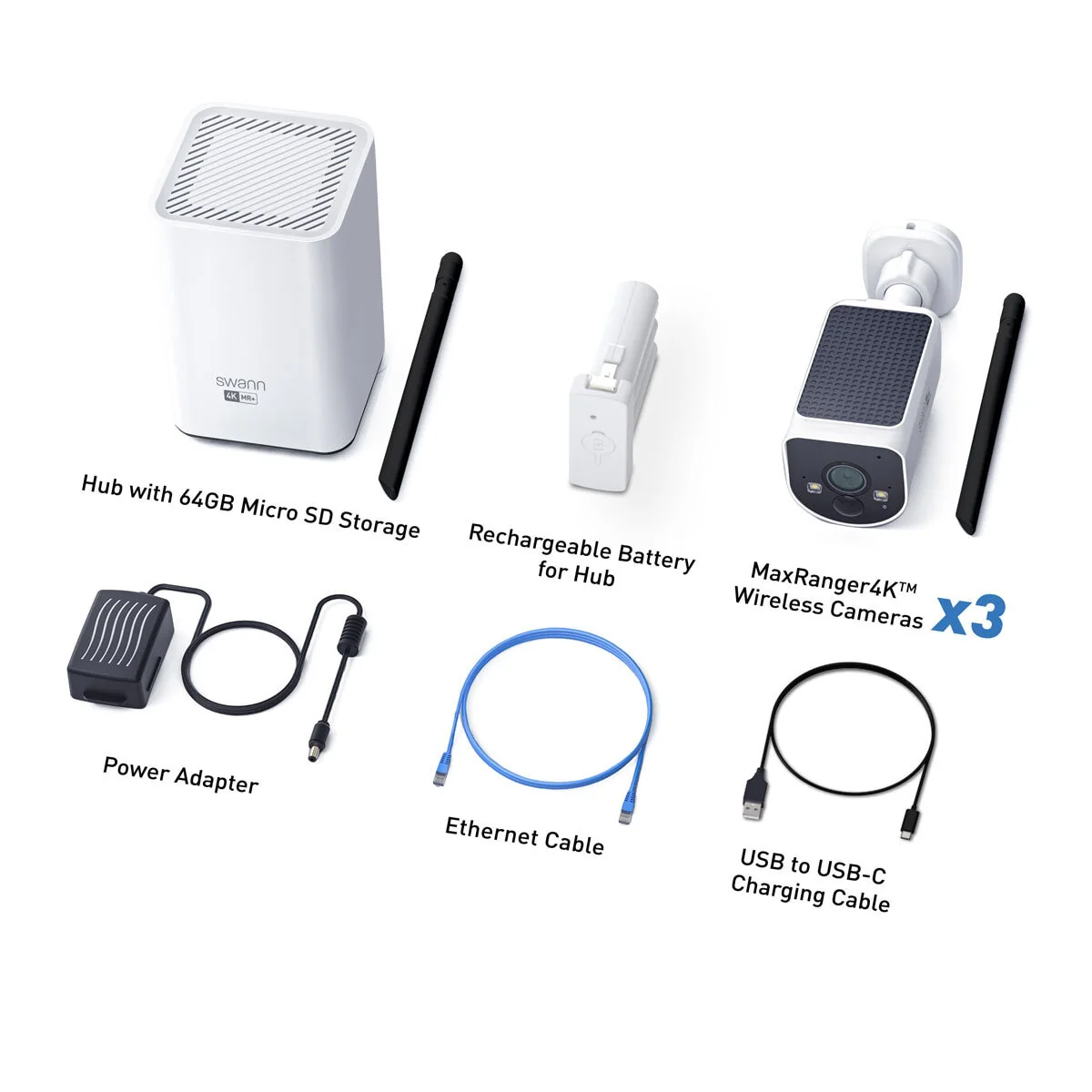 Swann MaxRanger4K Solar Security System Kit with 3 Wireless Cameras, Wi-Fi Hub with 64GB MicroSD Storage SWNVK-MR4KSD3-EU - Image 6