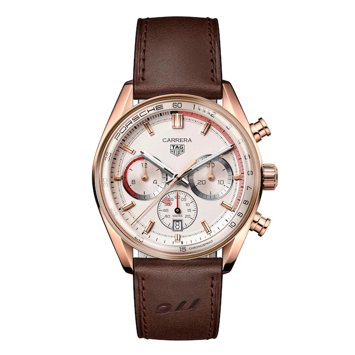 TAG Heuer Automatic 142mm Men’s Watch with Beige Material Dial, Gold Case, 100m Water Resistant / CBS2040.FC8318