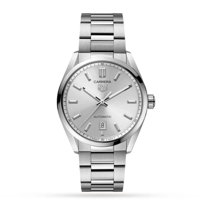 TAG Heuer Automatic 39mm Men’s Watch with Silver Material Dial, Stainless Steel Case & Bracelet, 100m Water Resistant / WBN2111.BA0639