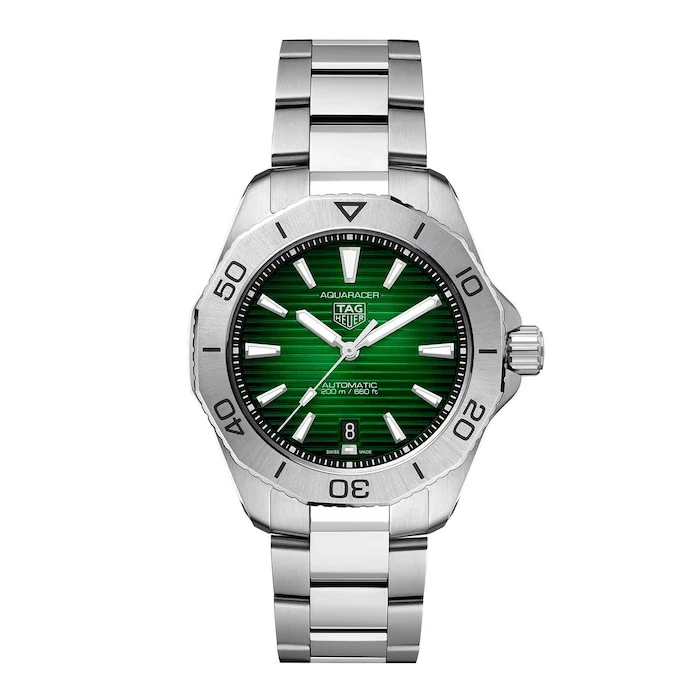 TAG Heuer Automatic 40mm Men’s Watch with Green Material Dial, Stainless Steel Case & Bracelet, 200m Water Resistant / WBP2115.BA0627