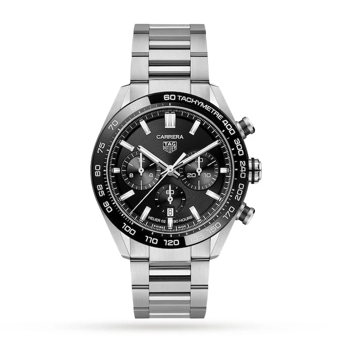 TAG Heuer Heritage Automatic 44mm Men’s Watch with Black Material Dial, Stainless Steel Case & Bracelet, 100m Water Resistant / CBN2A1B.BA0643