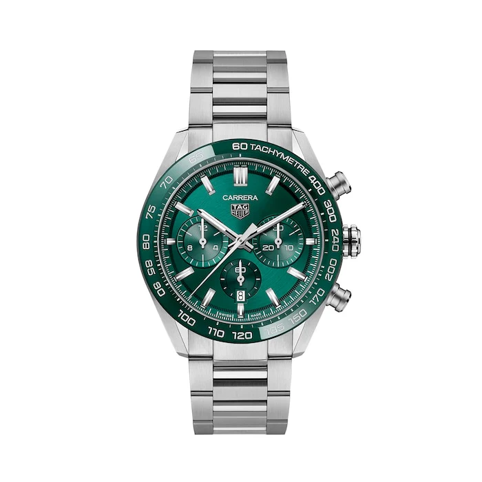 TAG Heuer Heritage Automatic 44mm Men’s Watch with Green Material Dial, Stainless Steel Case & Bracelet, 100m Water Resistant / CBN2A1N.BA0643