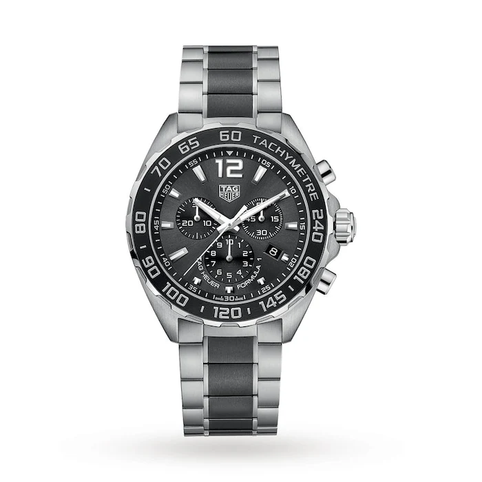 TAG Heuer Heritage Quartz 43mm Men’s Watch with Black Material Dial, Stainless Steel Case & Bracelet, 200m Water Resistant / CAZ1011.BA0843