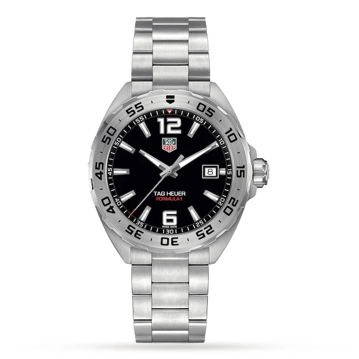 TAG Heuer Quartz 41mm Men’s Watch with Black Material Dial, Stainless Steel Case & Bracelet, 200m Water Resistant / WAZ1112.BA0875
