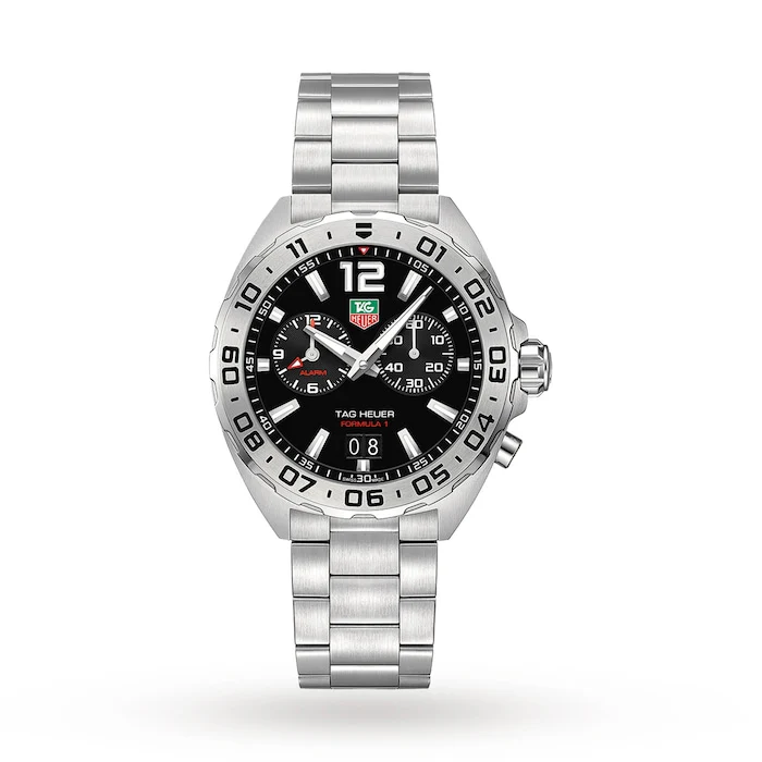TAG Heuer Quartz 44mm Men’s Watch with Black Material Dial, Stainless Steel Case & Bracelet, 200m Water Resistant / WAZ111A.BA0875