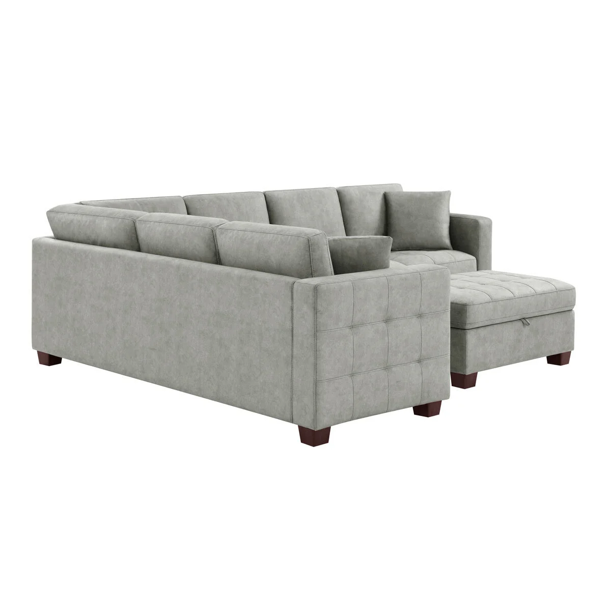 Thomasville Kylie Grey Fabric Sectional Sofa with Storage Ottoman - Image 6