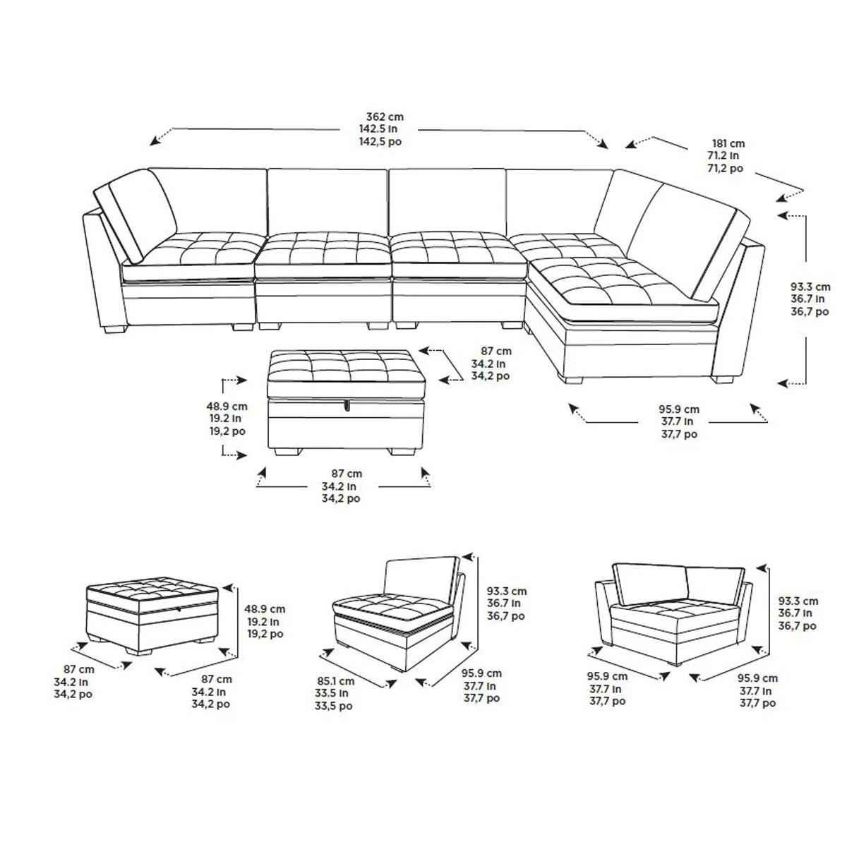 Thomasville Tisdale Beige 6 Piece Modular Fabric Sofa - Image 2