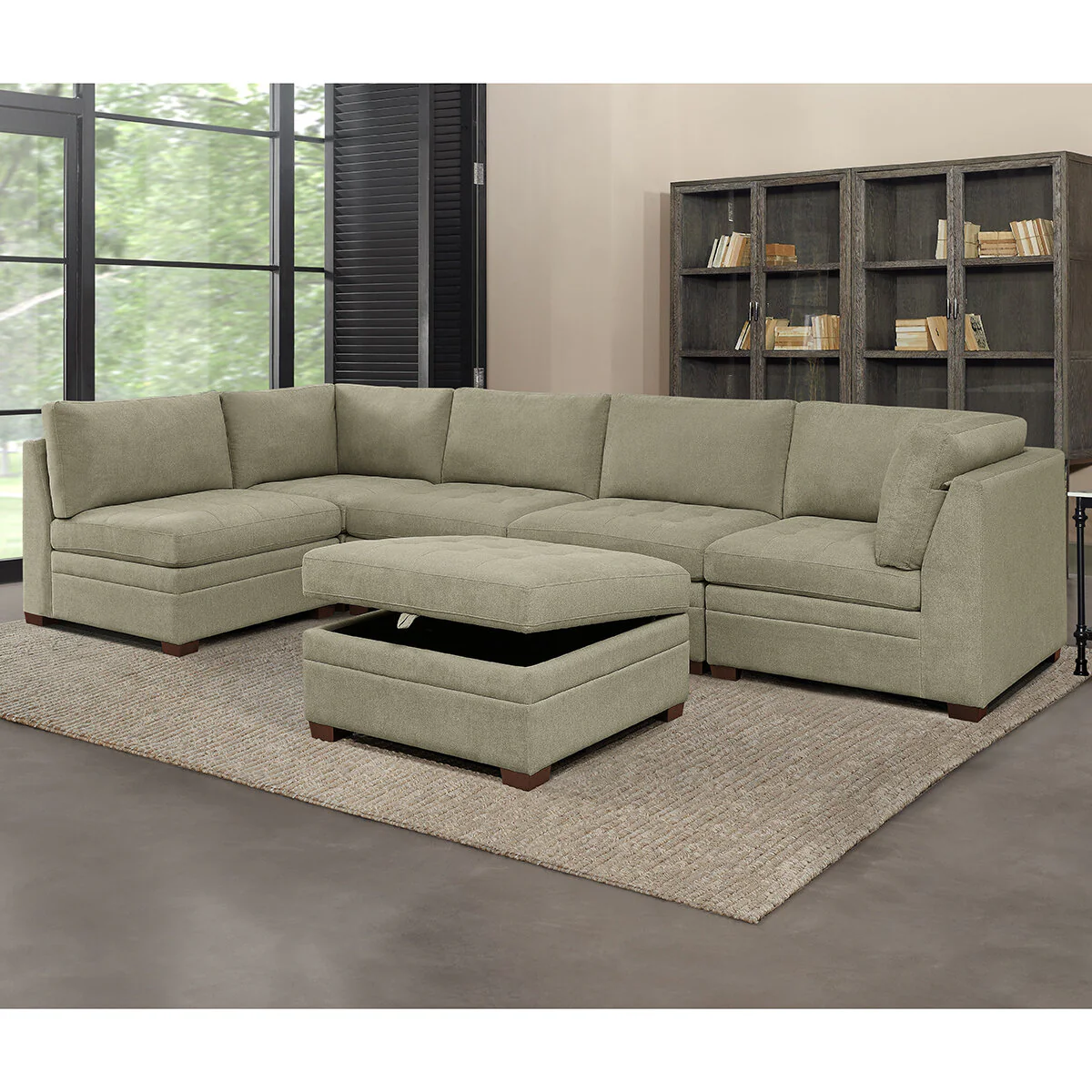 Thomasville Tisdale Beige 6 Piece Modular Fabric Sofa - Image 3