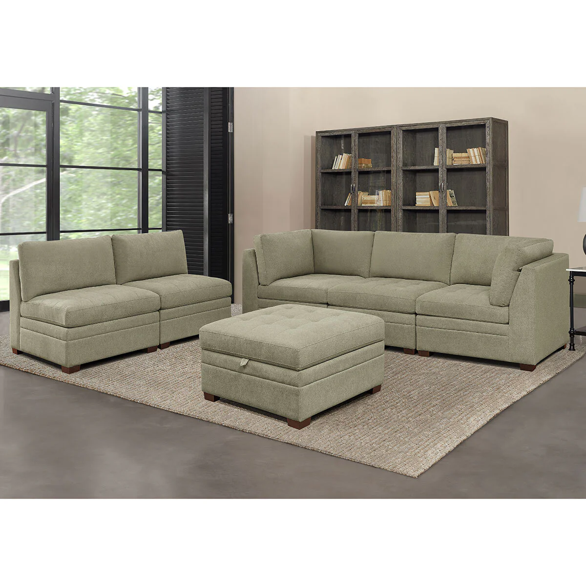 Thomasville Tisdale Beige 6 Piece Modular Fabric Sofa - Image 6