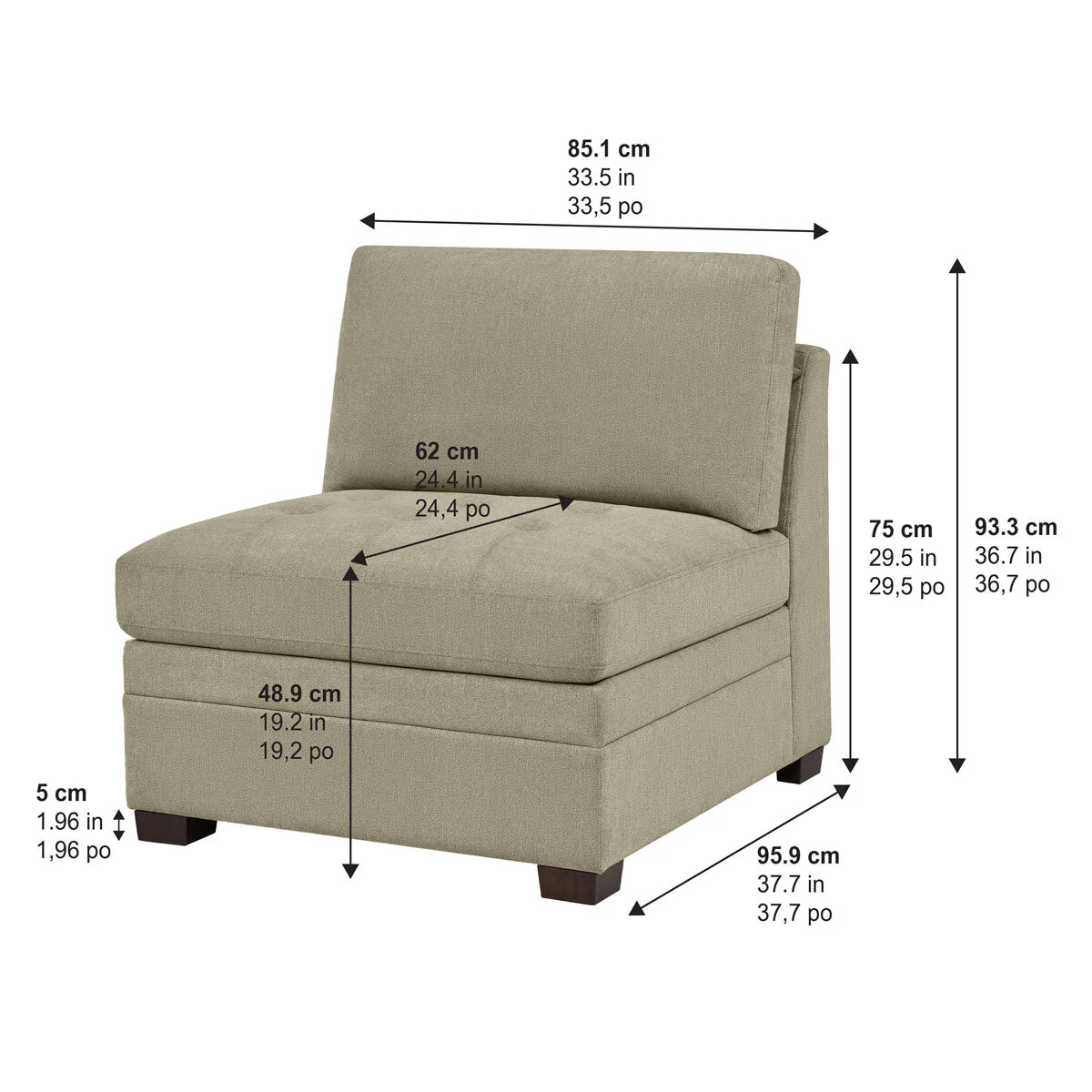 Thomasville Tisdale Beige Fabric Armless Chair - Image 2