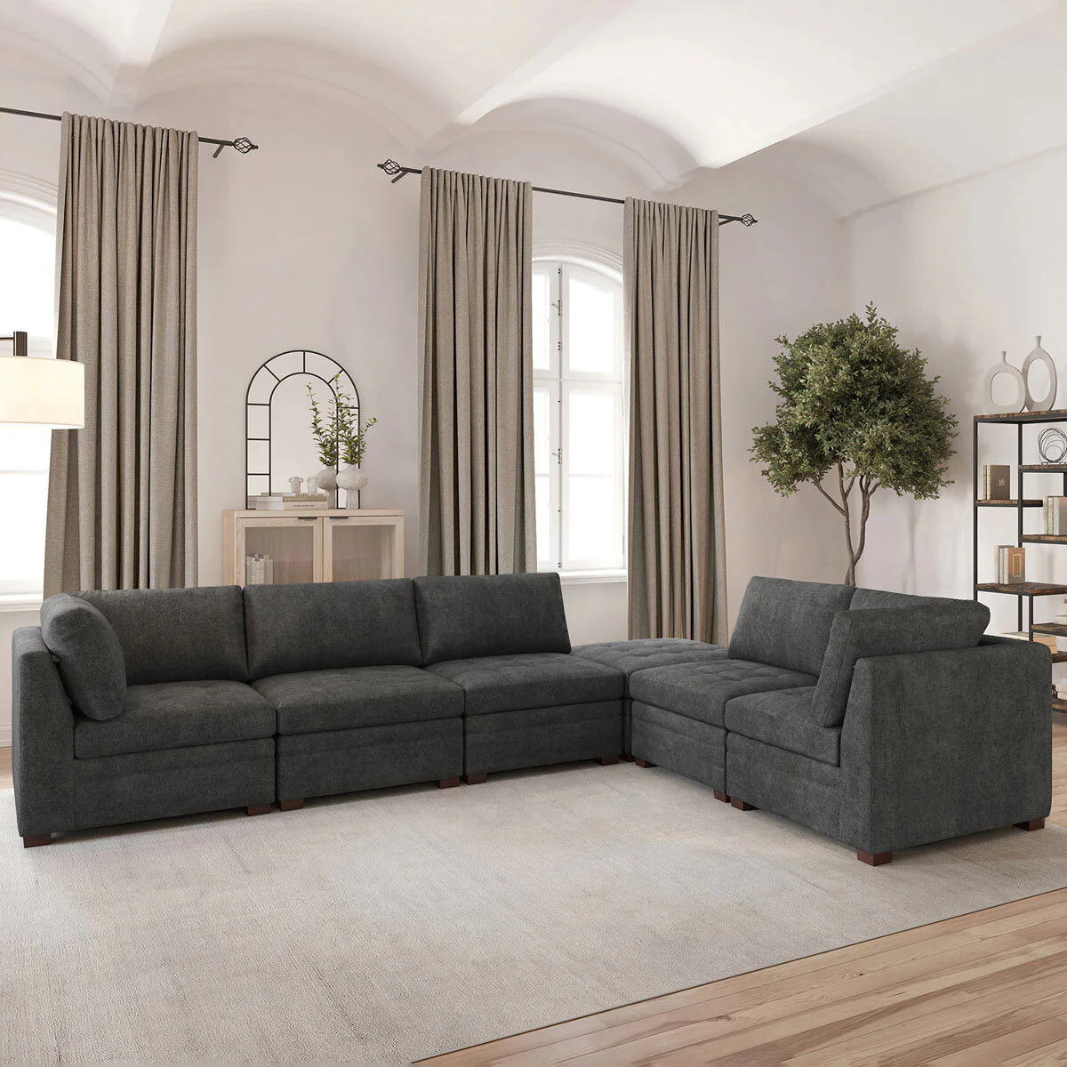Thomasville Tisdale Dark Grey 6 Piece Modular Fabric Sofa - Image 5
