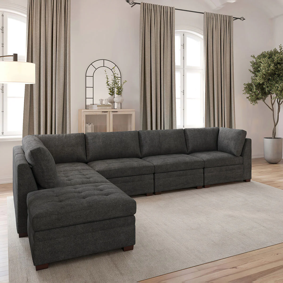 Thomasville Tisdale Dark Grey 6 Piece Modular Fabric Sofa - Image 6