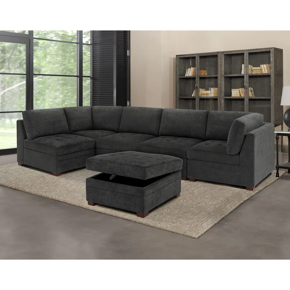 Thomasville Tisdale Dark Grey Fabric Armless Chair - Image 5