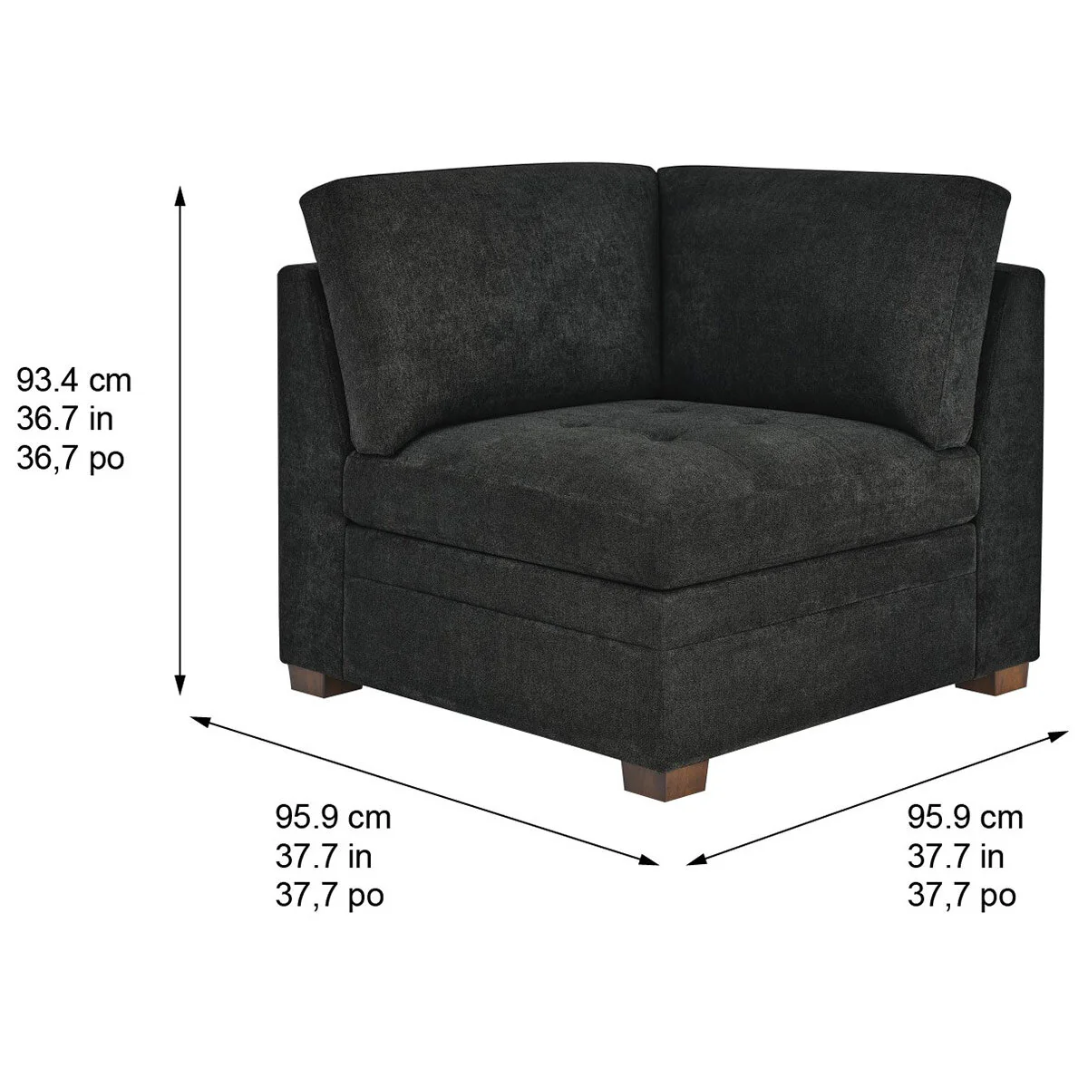 Thomasville Tisdale Dark Grey Fabric Corner Chair - Image 2