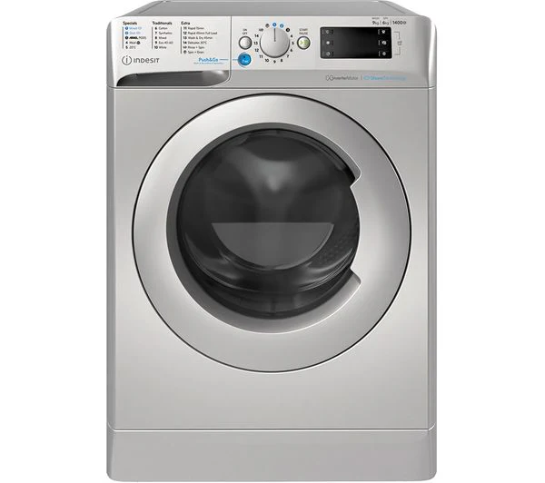 TieDex UK INDESIT Innex Steam Push&Go BDE 96436 SV UK 9 kg Washer Dryer - Silver
