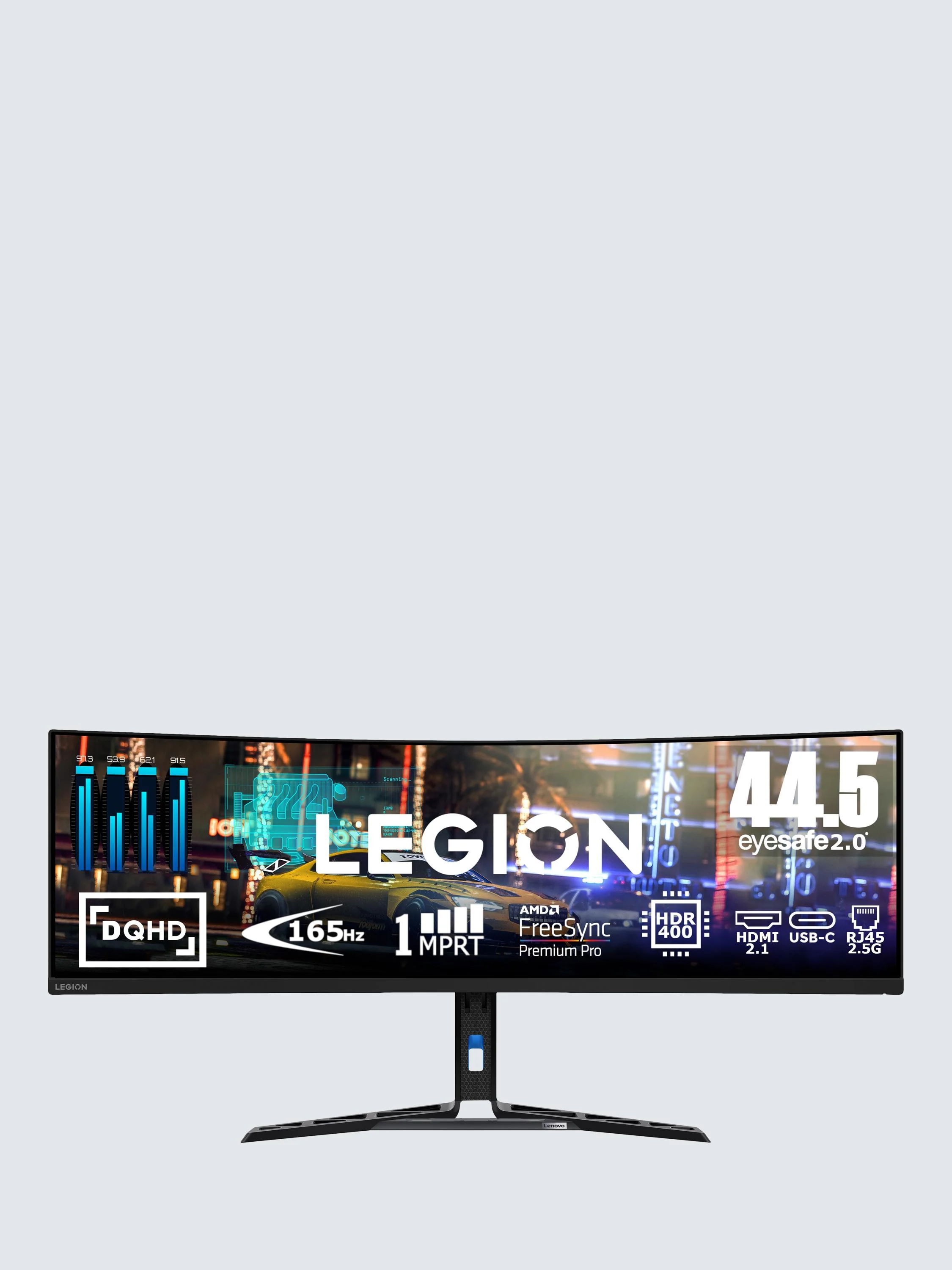 TieDex UK Lenovo Legion R45w-30 DQHD HDR Ultra-Wide Curved Pro Gaming Monitor, 44.5”, Silver