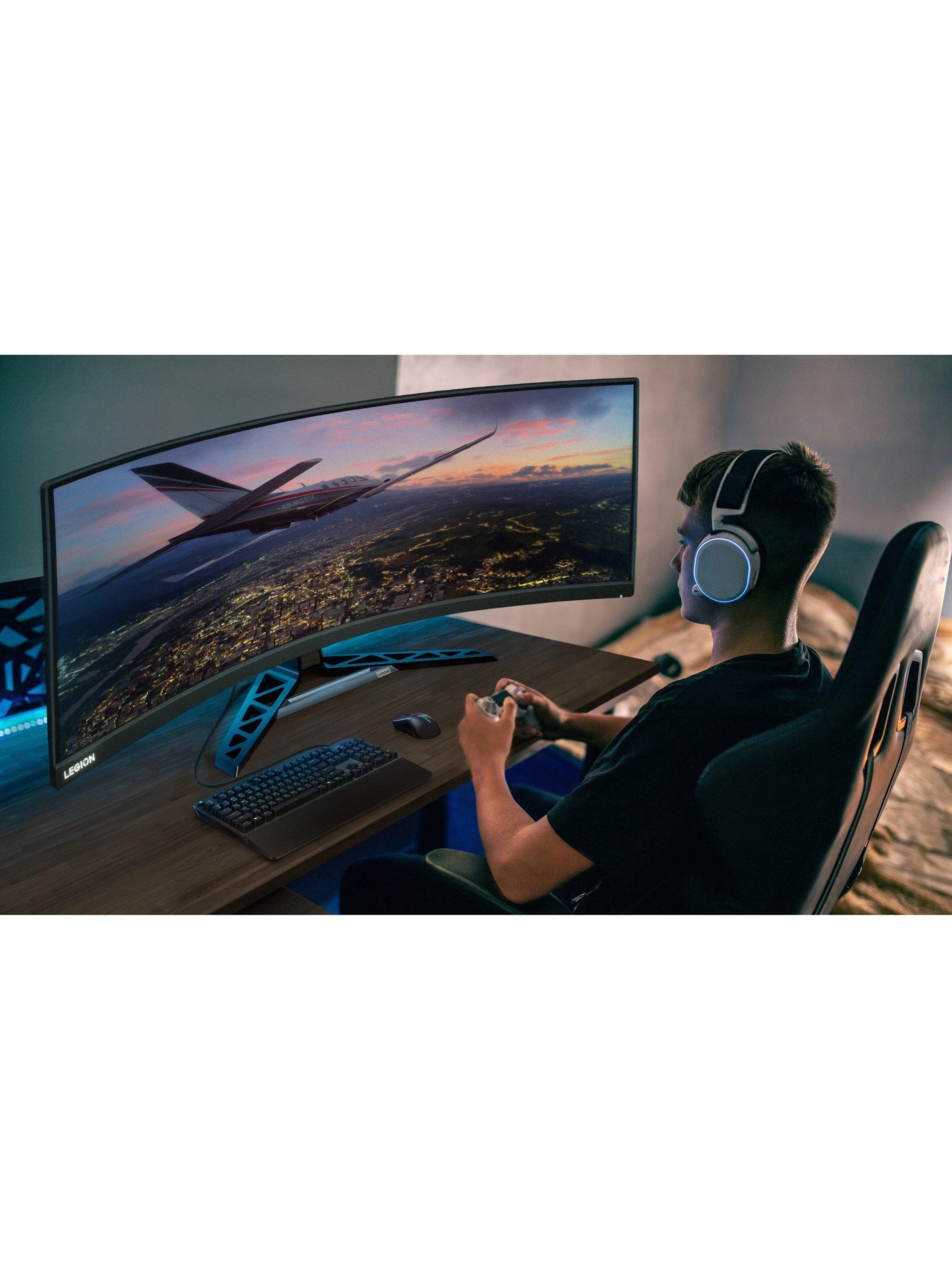TieDex UK Lenovo Legion R45w-30 DQHD HDR Ultra-Wide Curved Pro Gaming Monitor, 44.5”, Silver - Image 8