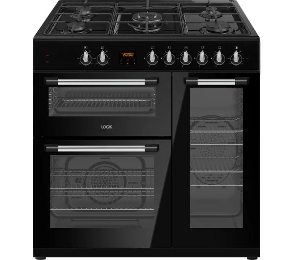 TieDex UK LOGIK LRC90B21 90 cm Dual Fuel Range Cooker - Black
