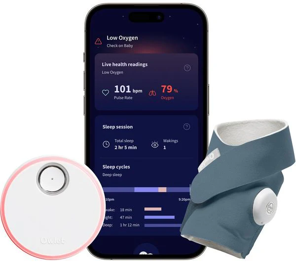 TieDex UK OWLET Dream Sock OWSD-1-BB Smart Baby Monitor - Bedtime Blue