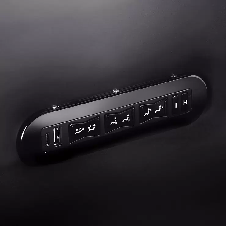 Valencia Barcelona Row of 5 Black Leather Reclining Home Theatre Seating with RGB LED - Image 4