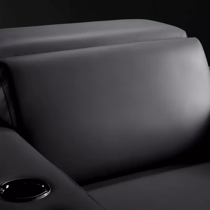 Valencia Barcelona Row of 5 Black Leather Reclining Home Theatre Seating with RGB LED - Image 7