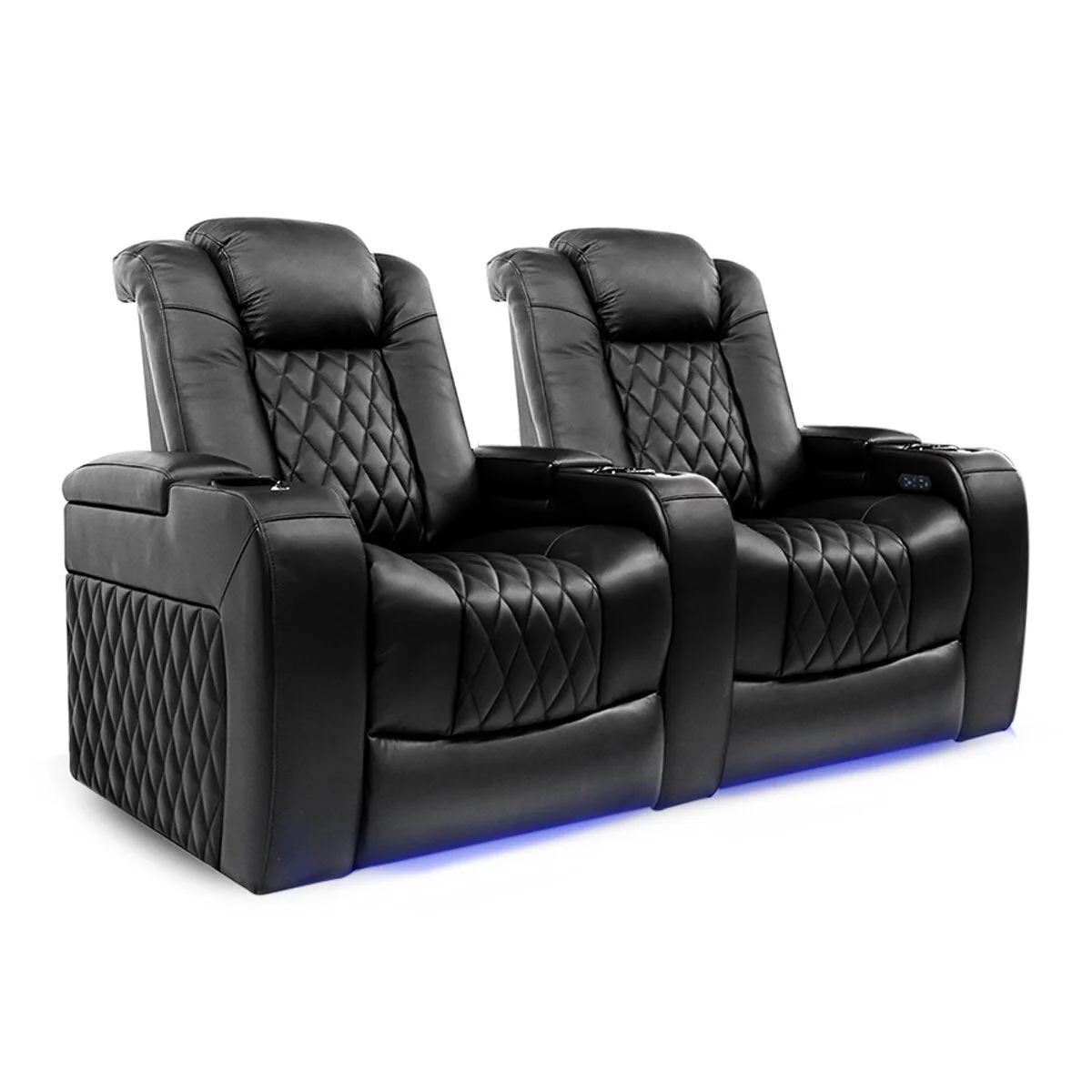 Valencia Tuscany Row of 2 Black Leather Power Reclining Home Theatre Seating - Image 3