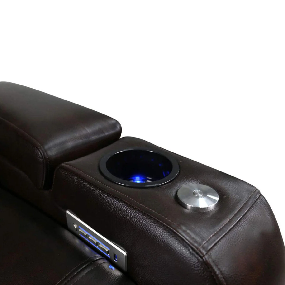 Valencia Tuscany Row of 2 Brown Leather Power Reclining Home Theatre Seating - Image 6